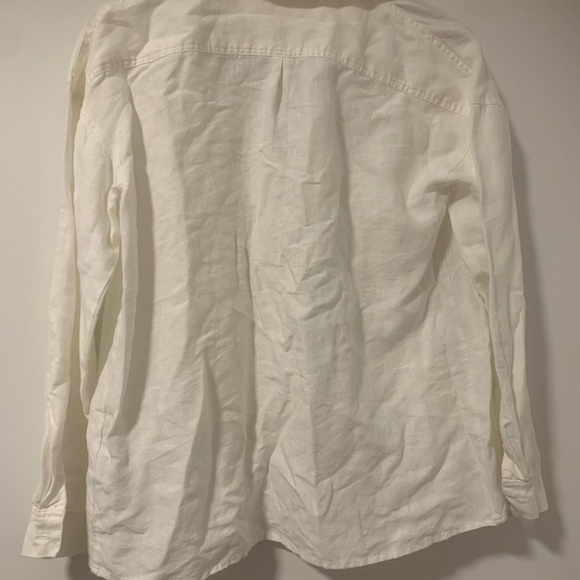 100% Hemp White boyfriend style bottom up shirt - Picture 4 of 4